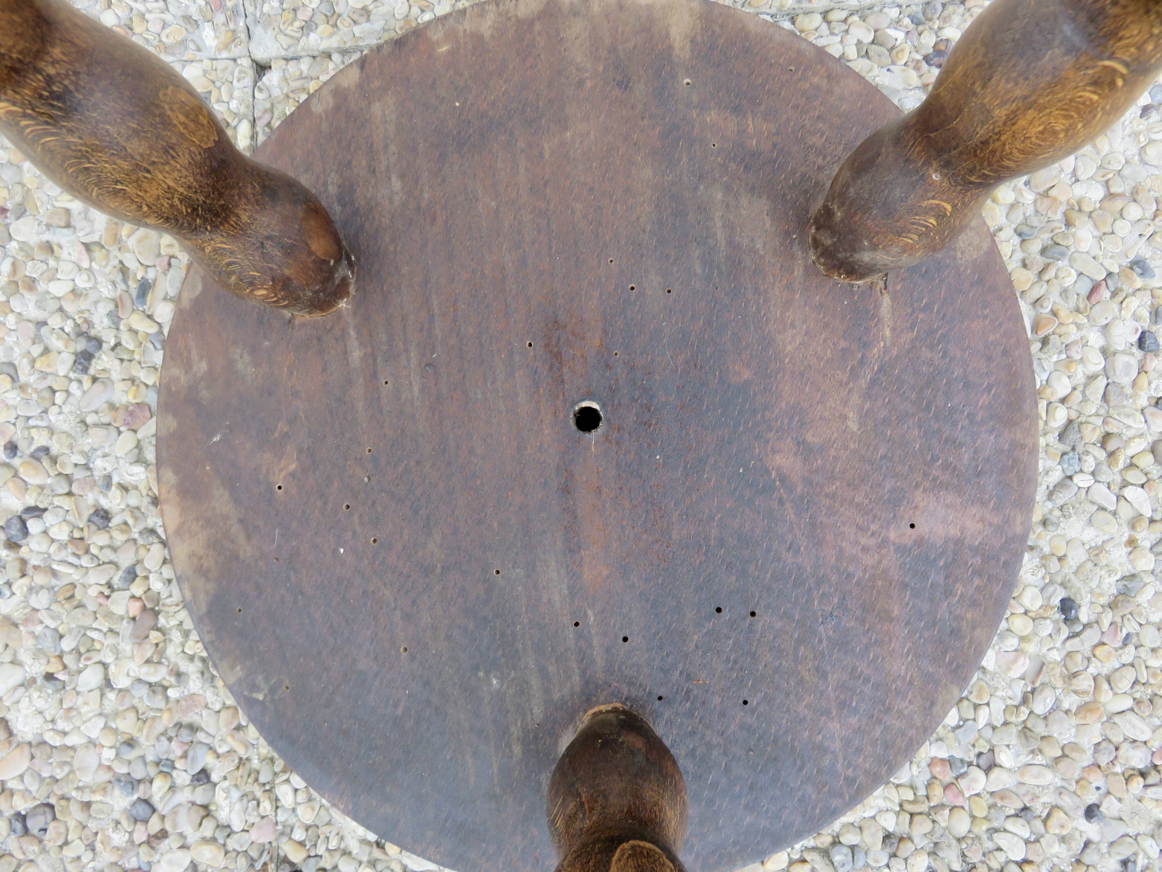 Antique tripod stool, farmhouse stool, 1950s-1960s