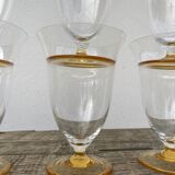 7 glasses with crystal stemmed yellow feet / cups