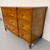 Antique marquetry chest of drawers from the transition period at the end of the 18th century, with 3 wooden drawers.