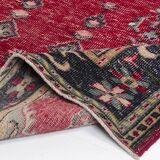 Red Geometric Oushak Handknotted Rug