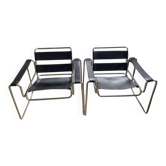 Lot de 2 Fauteuils cuir noir inspiration Wassily