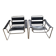 Set of 2 Black Leather Chairs in Wassily Style