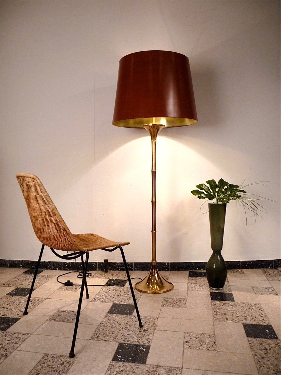 Brass Bamboo brass floor lamp by Ingo Maurer for Design M, Germany 1960s