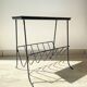 Table d'appoint range vinyles vintage métal marbre
