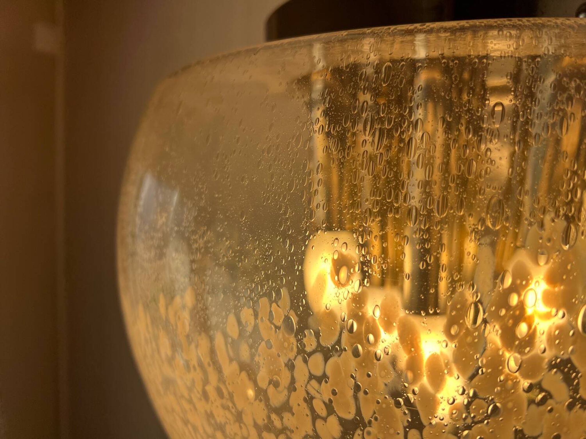 Very large Mazzega pendant light in chrome organ and Murano glass
