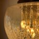 Very large Mazzega pendant light in chrome organ and Murano glass
