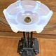 lampe Art Déco fer forgé style Edgar Brandt coupe opalescente Ezan