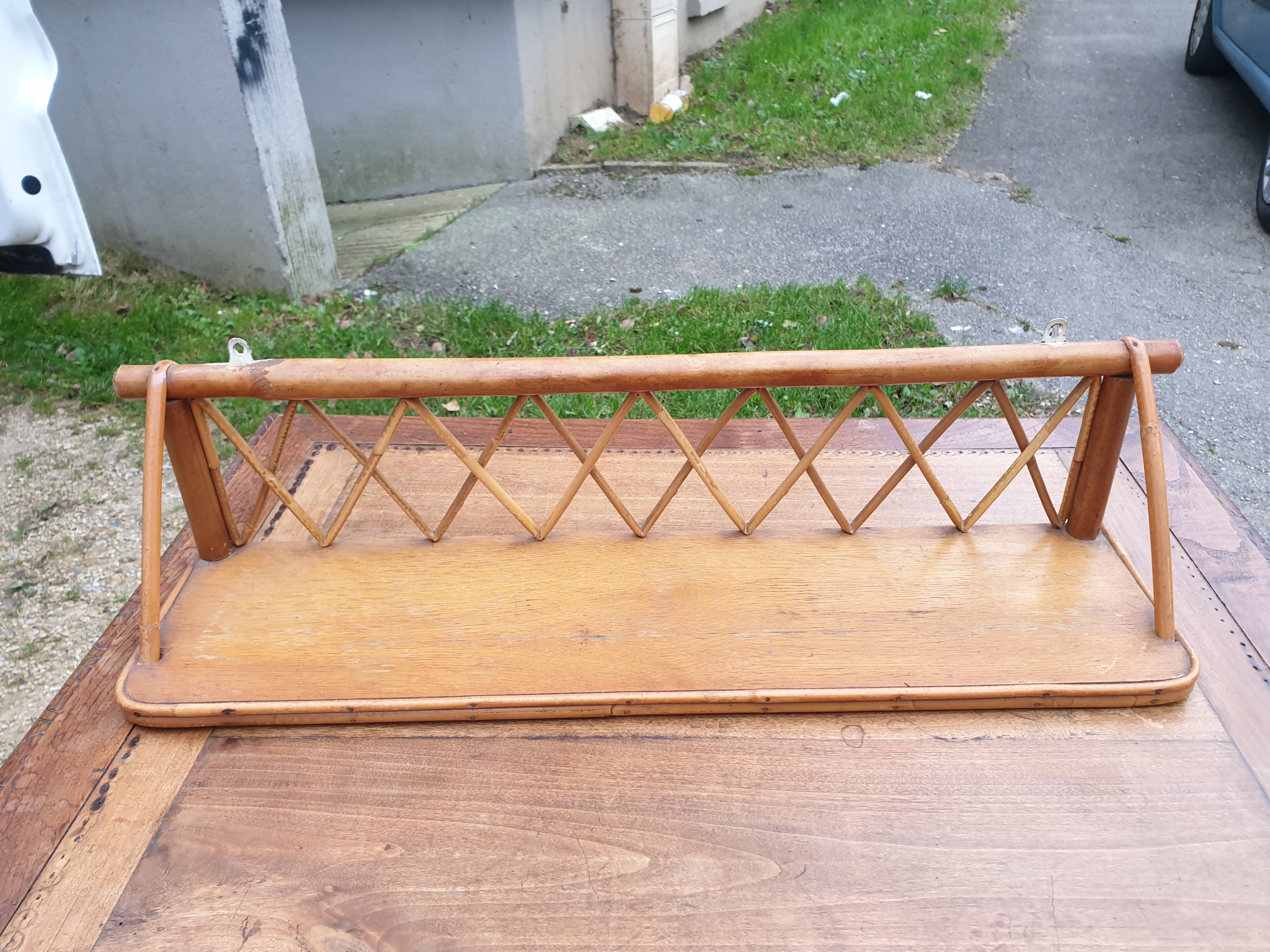 Sixties rattan wall shelf