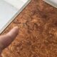 Square coffee table in metal and elm burl in the style of Willy Rizzo, 1970