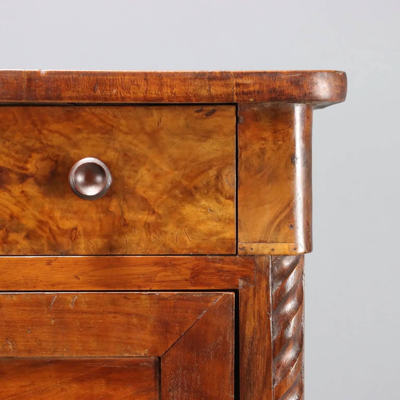 Antique mahogany secretary with leather, Italy, 19th century