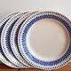 Set of 4 flat plates Badonviller blue geometric décor on cream background