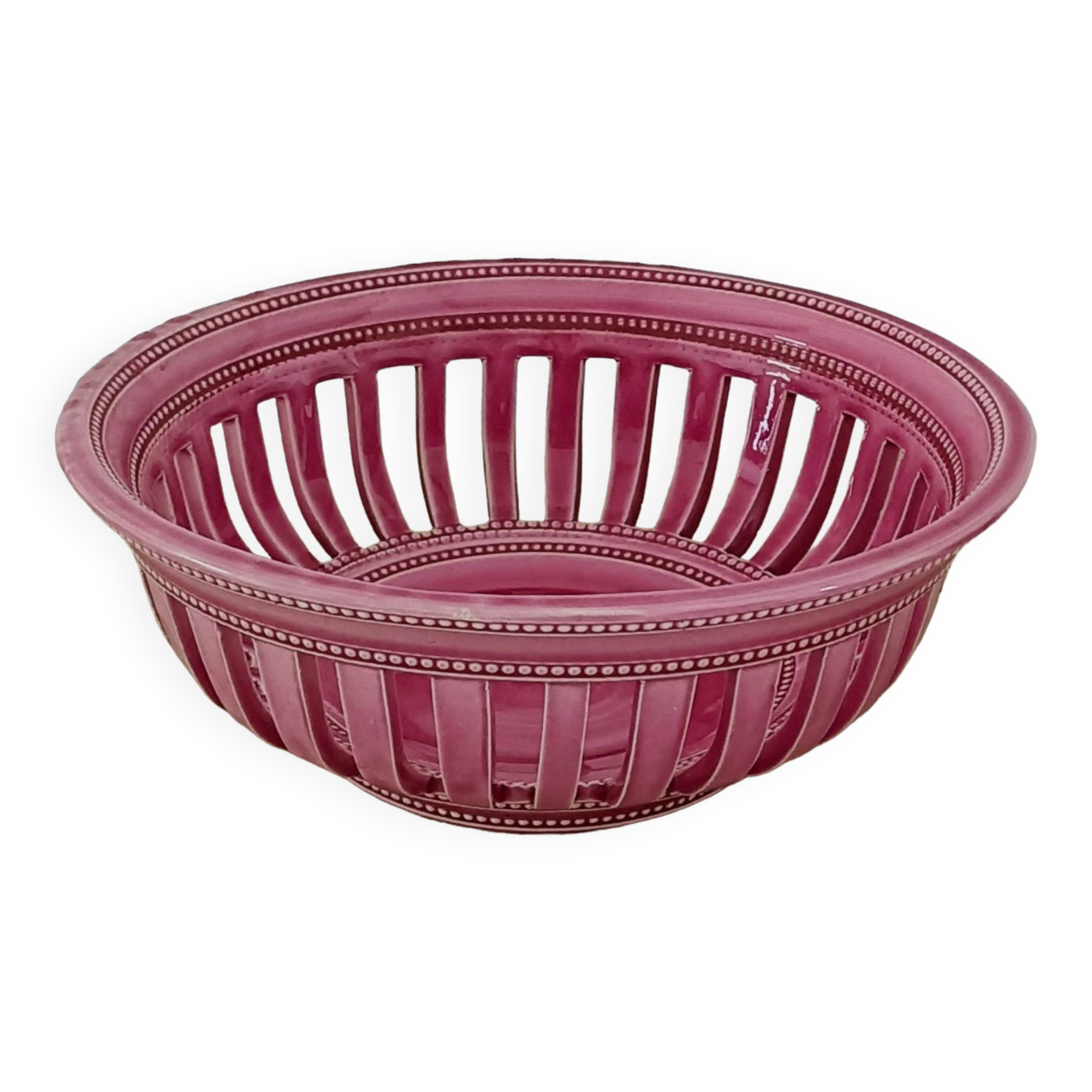 Vintage basket Pichon Uzès pink openwork with chopsticks