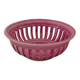 Corbeille vintage Pichon Uzès rose ajourée à baguettes