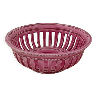 Vintage basket Pichon Uzès pink openwork with chopsticks
