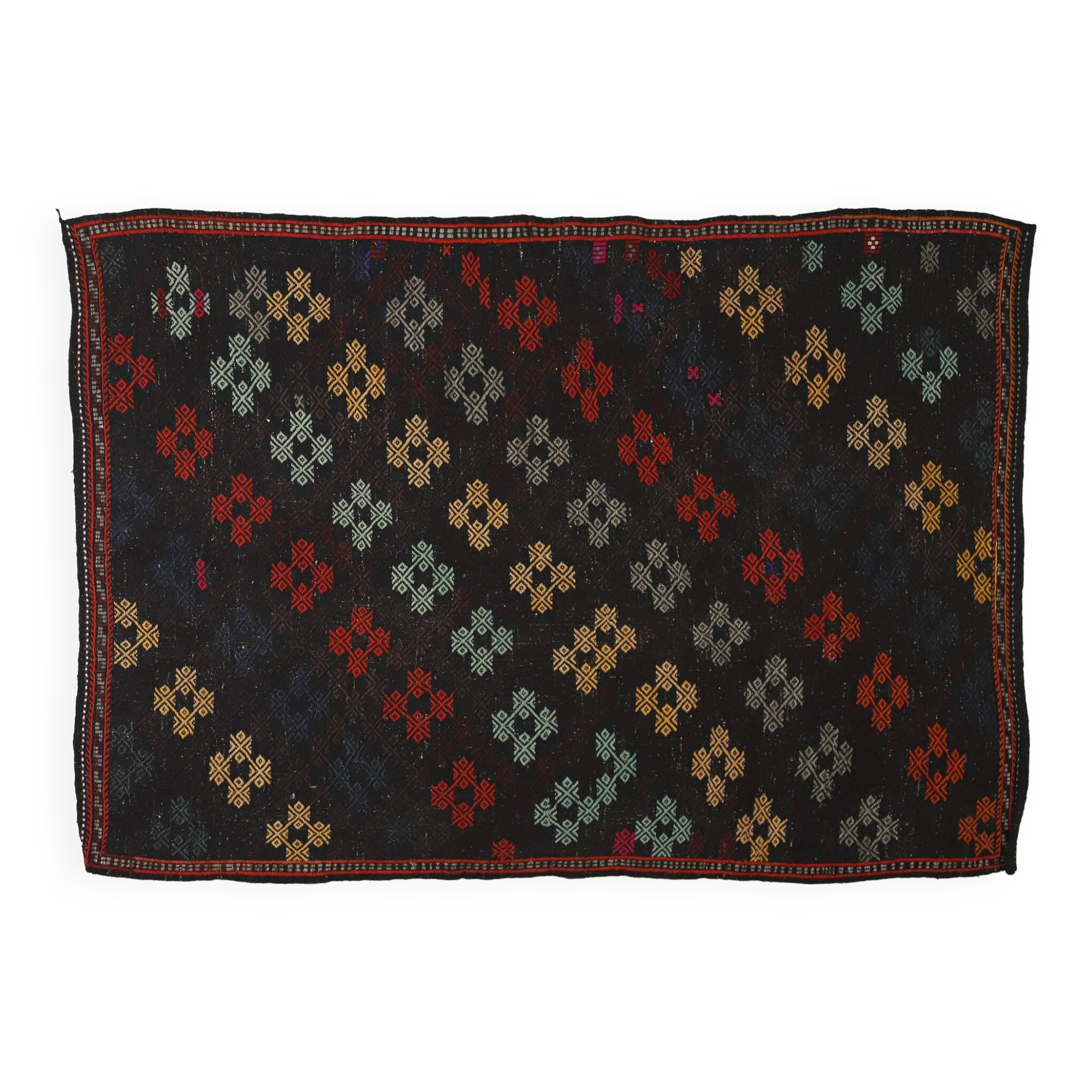 Area kilim rug ,vintage wool turkish handknotted kilim, 240 cmx 180 cm rug