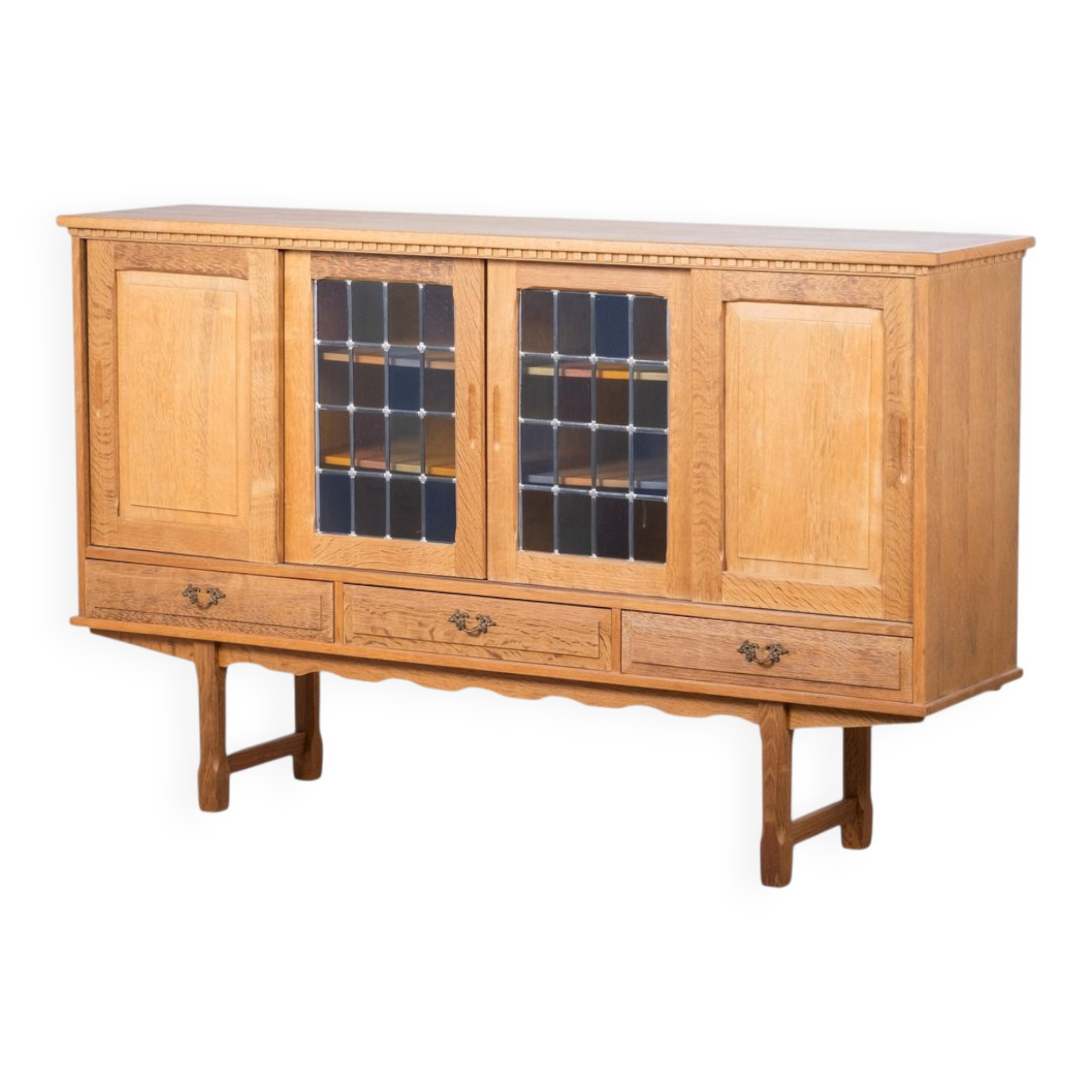 Brutalist Oak Sideboard attributed to Henning Kjærnulf, Denmark, 1960s