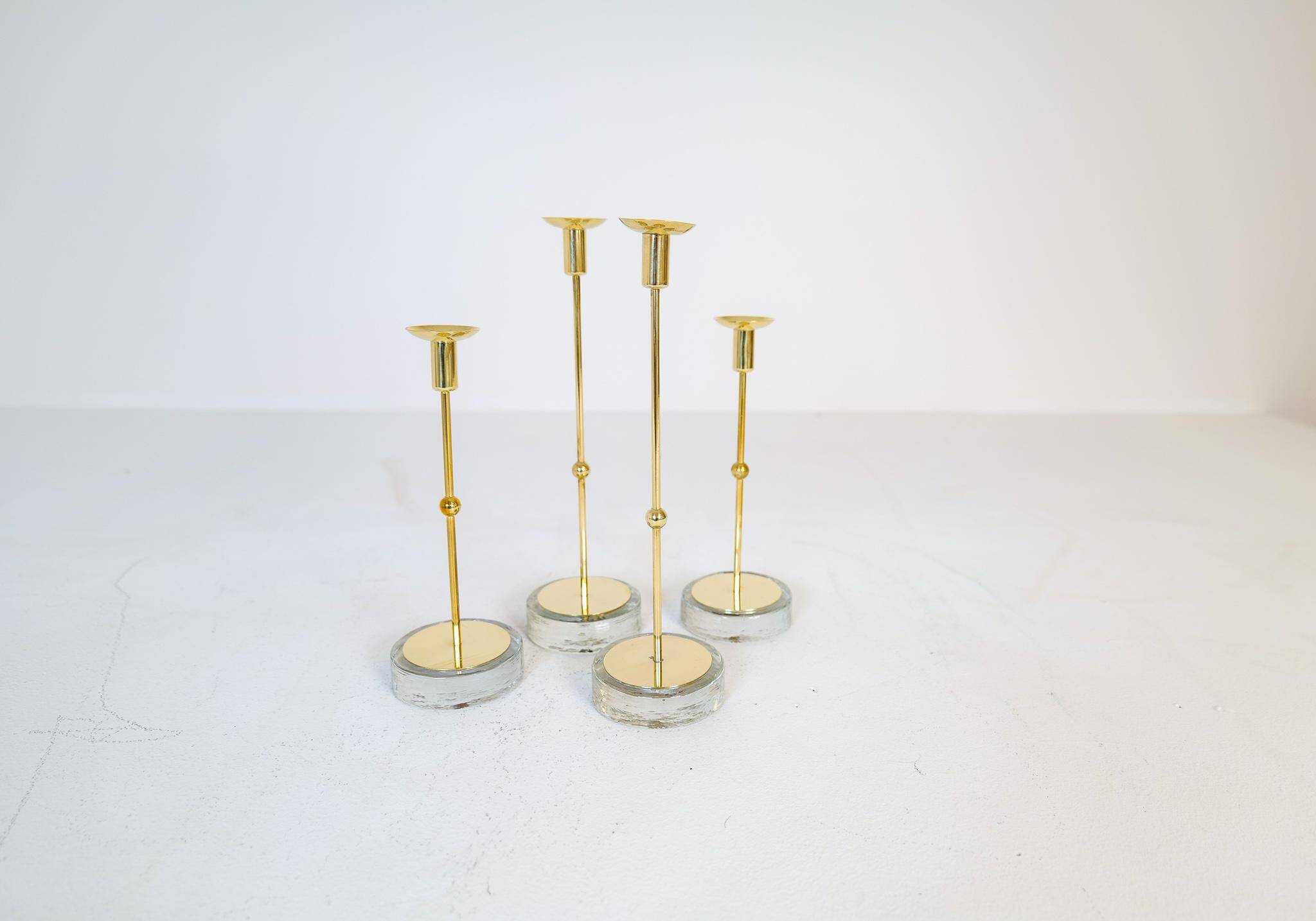 Set of 4 mid-century candle holders Ystad Metall, Sweden, 1950s