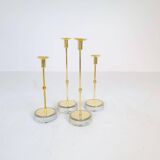 Set of 4 mid-century candle holders Ystad Metall, Sweden, 1950s