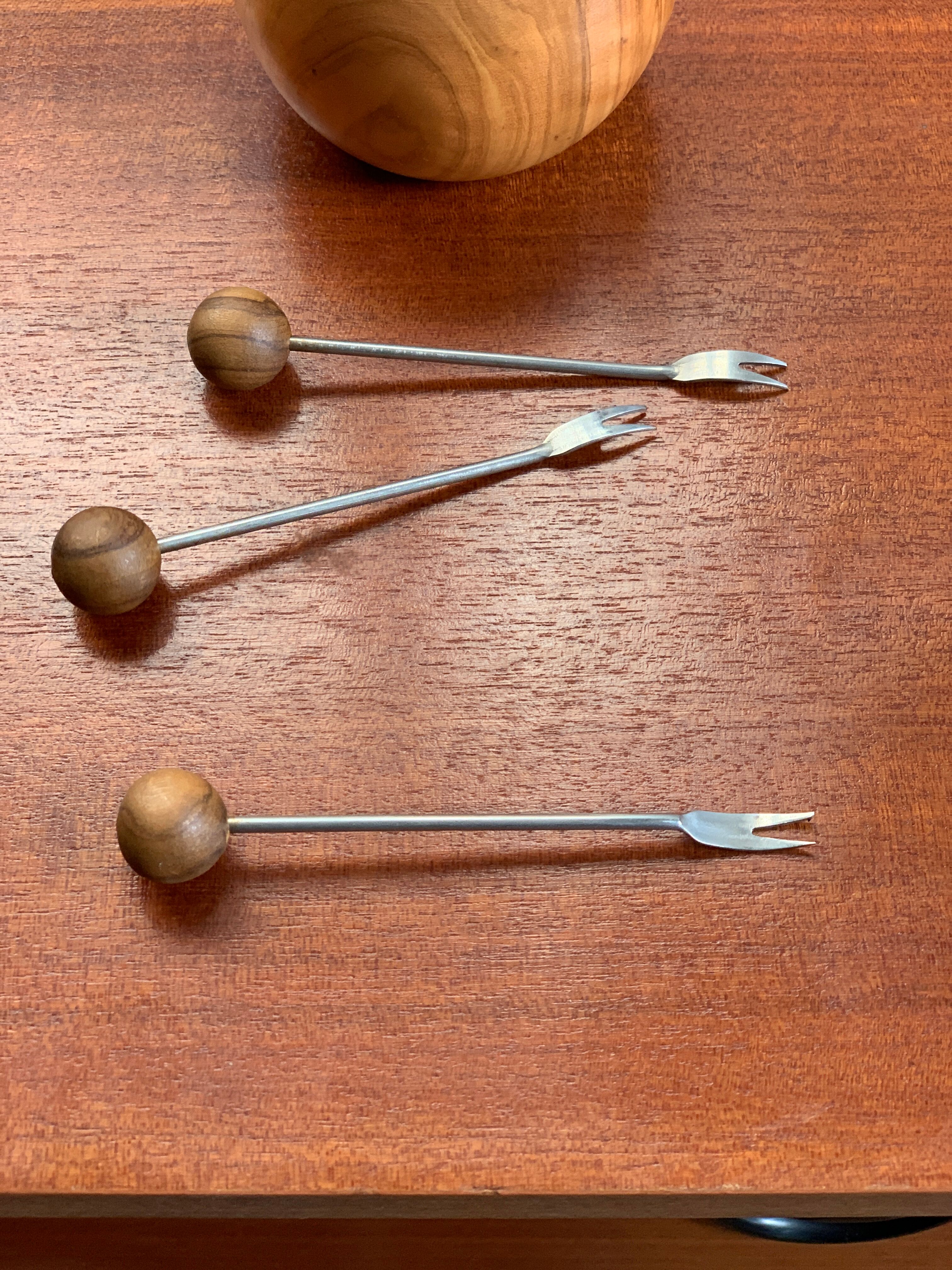 Vintage wooden aperitif picks