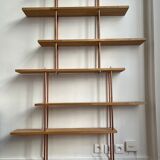 Oak and copper bookcase
