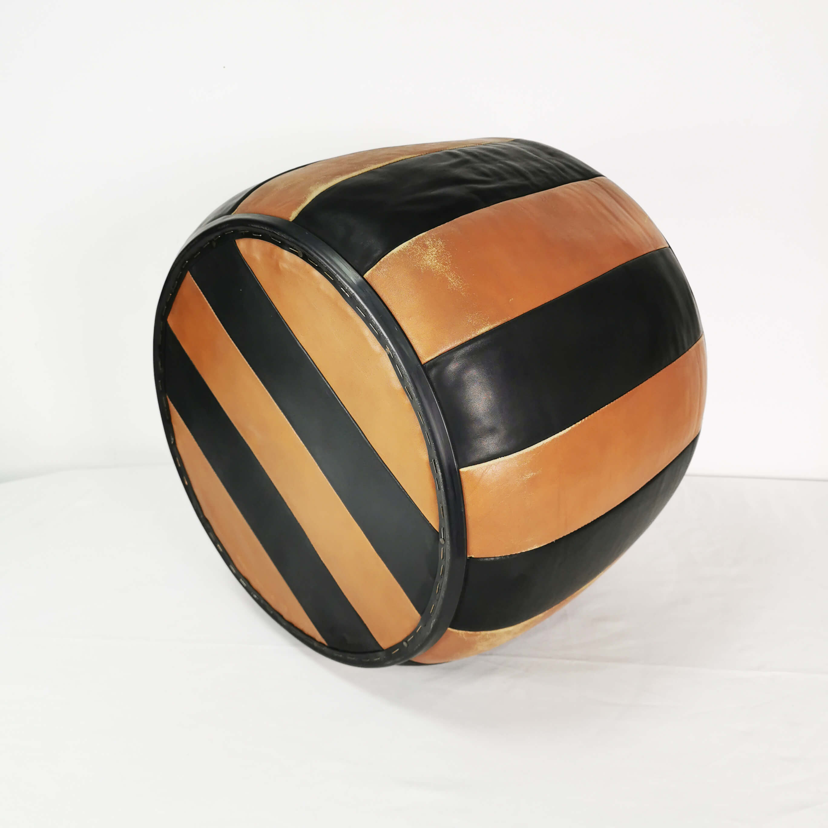 Leather pouf, Germany, 1960s