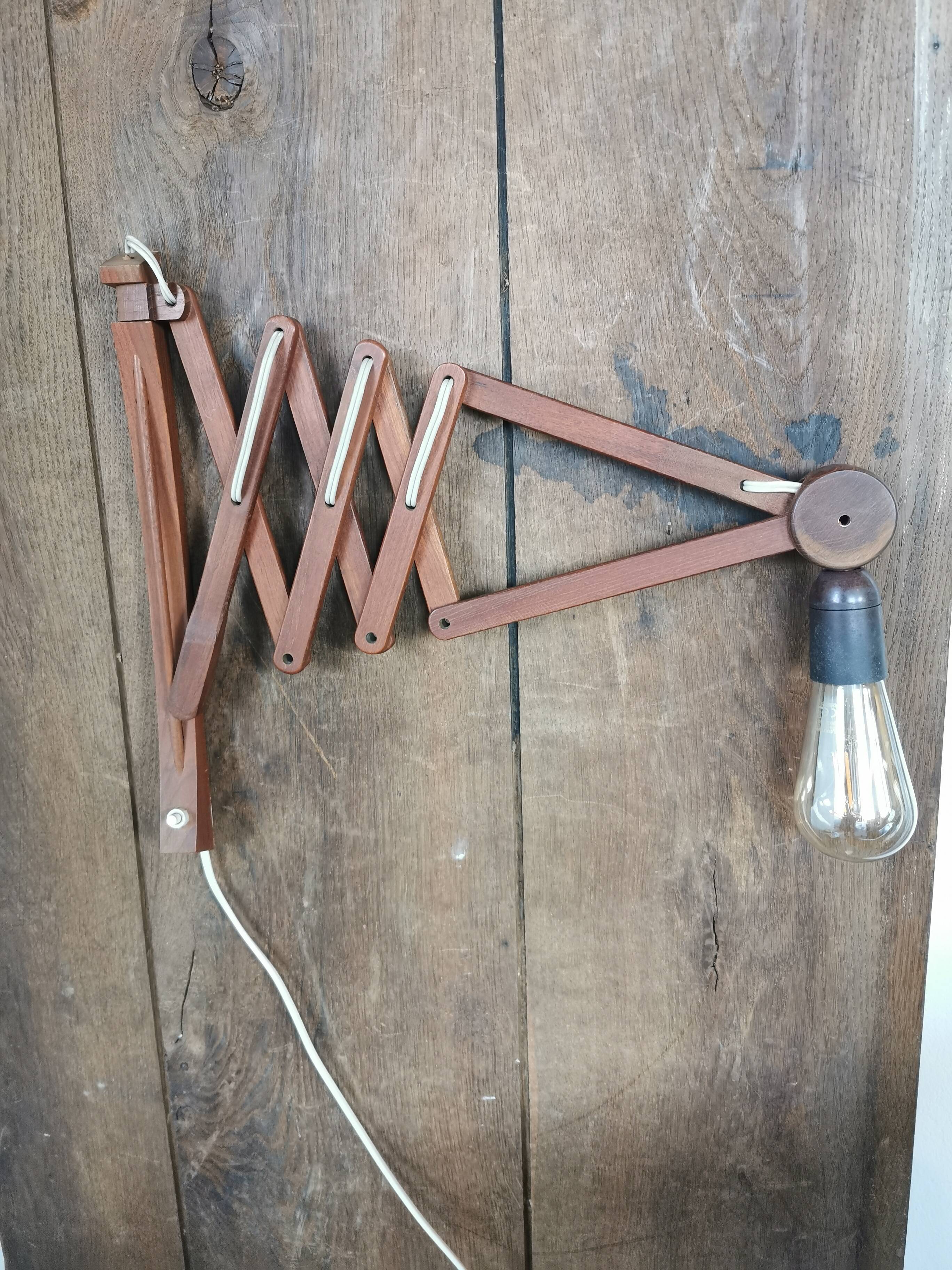 Danish teak scissor wall light circa 1960