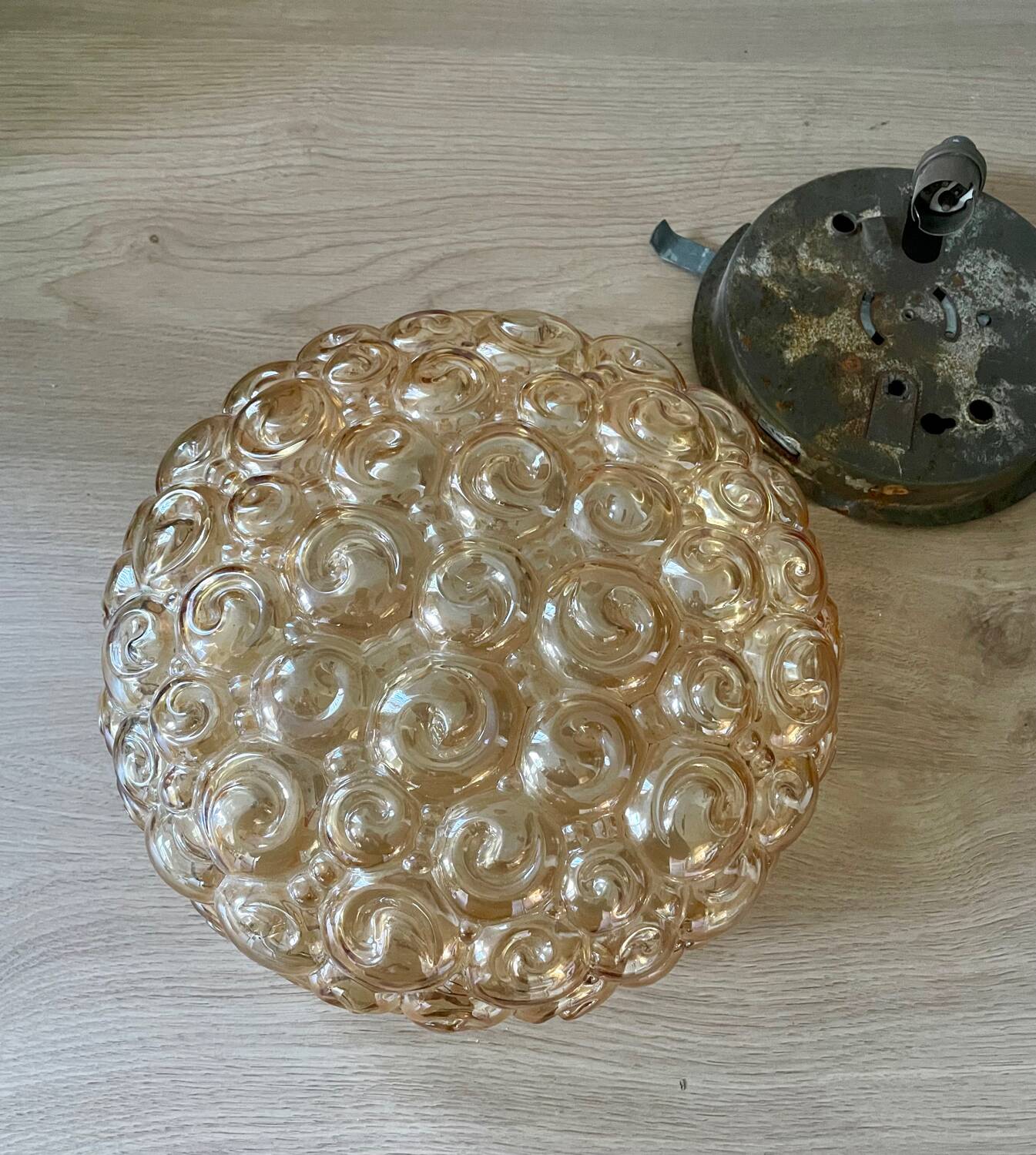 Helena Tynell Vintage Snail Amber Glass Ceiling Light