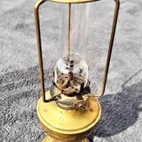 Oil lamp with its hat with 3 cabochons and its fringes in beads