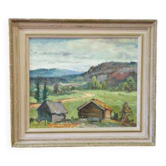 Carl Stenshammar, Paysage suédois, années 1950, huile sur toile, encadré