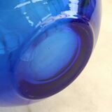 Vintage cobalt blue glass round vase
