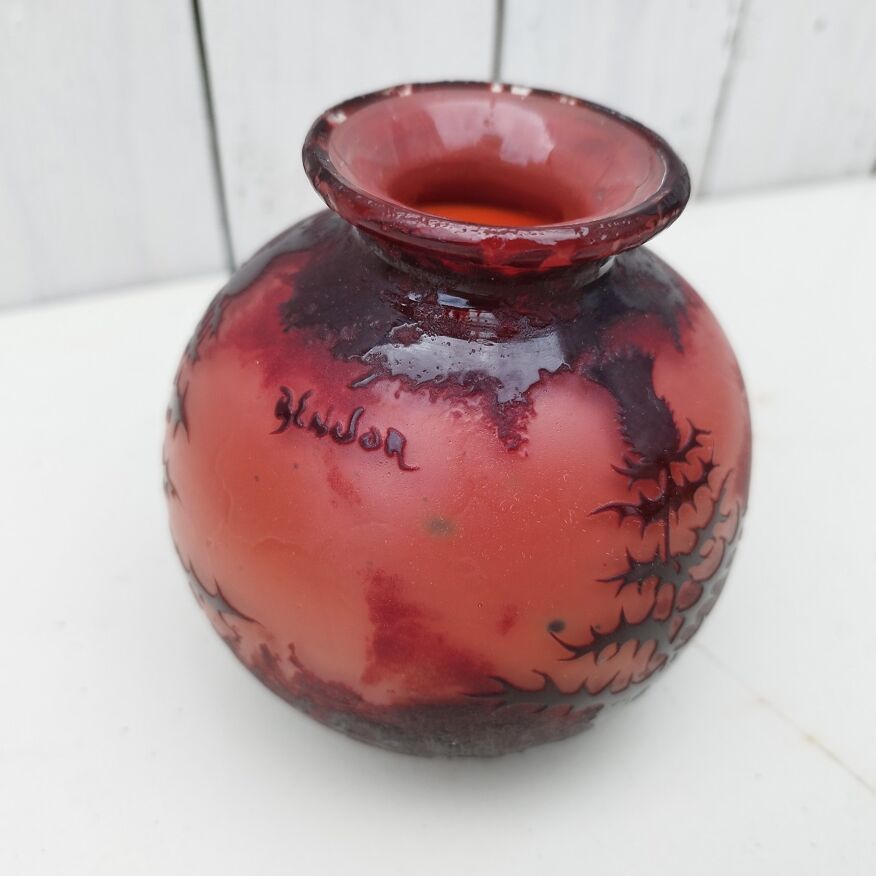 Vase boule pâte de verre Bendor chardon | Selency