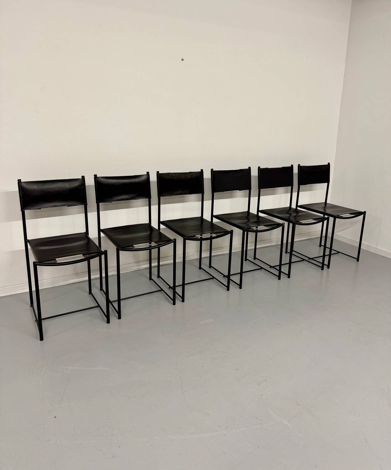 6 chaises en cuir « 101 » design italien Belotti Alias 1980 vintage
