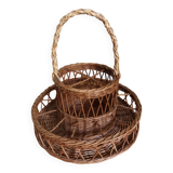 Rattan wicker glass and bottle holder basket