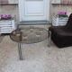 Table basse ronde chrome et verre fumé 1970