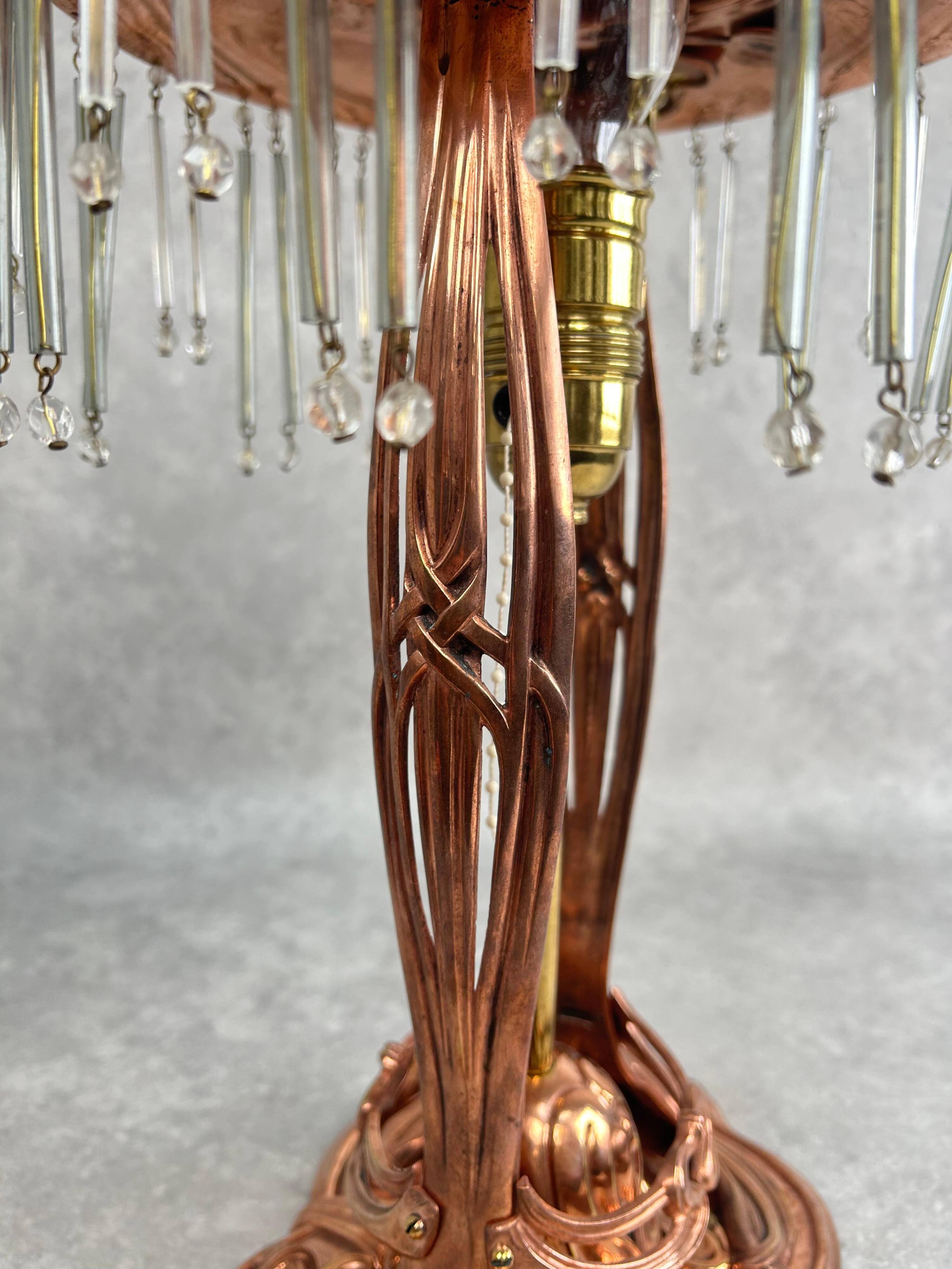 Lampe de table Jugendstil en cuivre