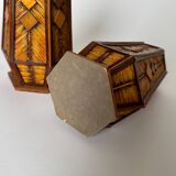 Vintage Mid Century Modern Handmade Tramp Art Matchstick & Geometric W