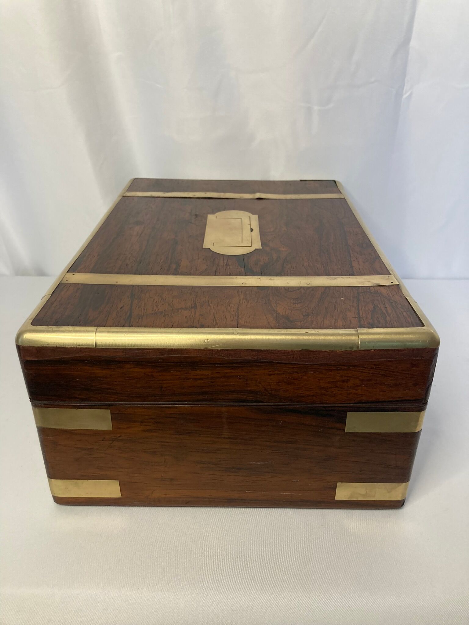 Old travel box solid mahogany writing board and nineteenth century brass