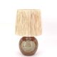 Sandstone lamp by Jacques Vilain, raffia lampshade, 70s ceramic