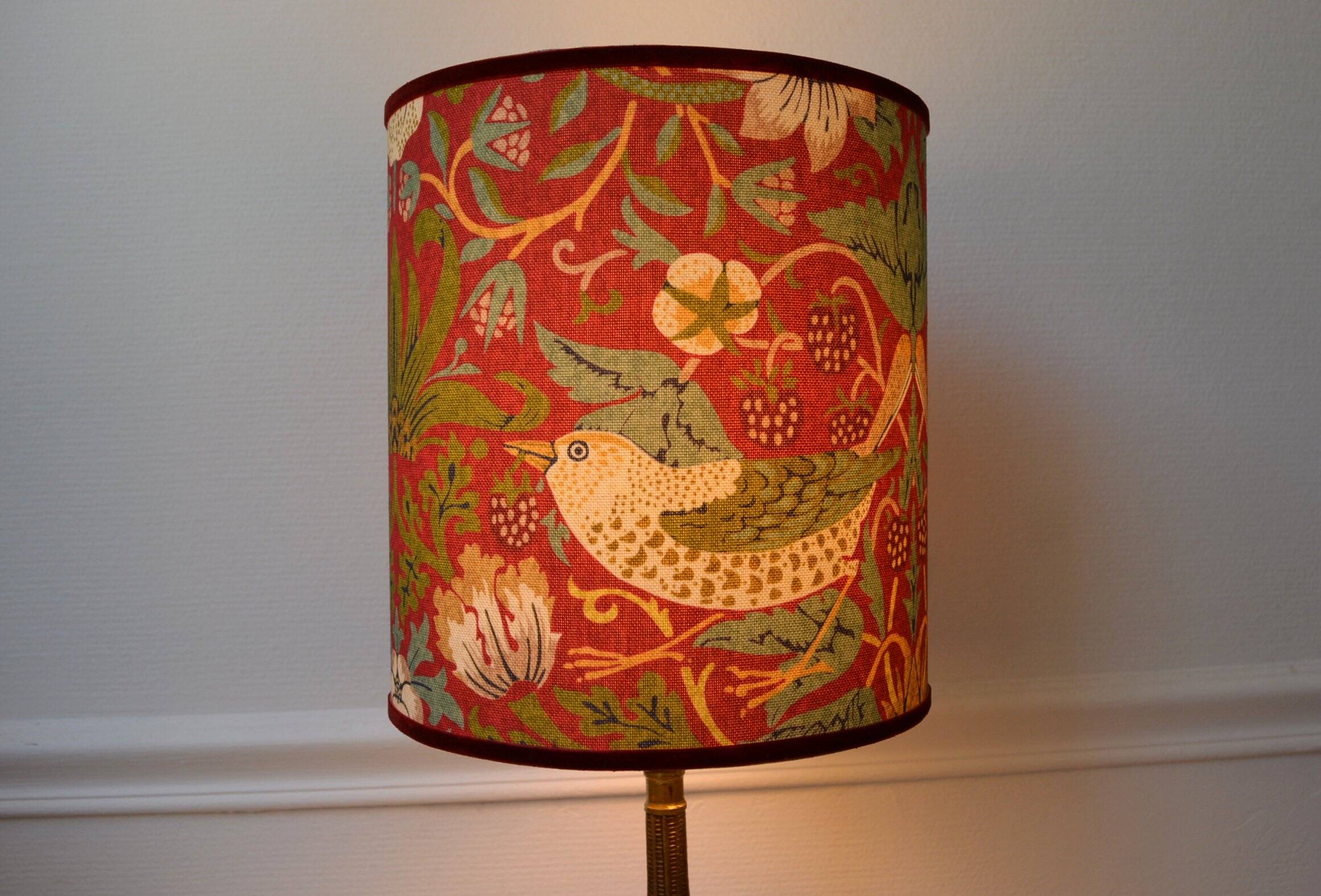 Bird and flower lampshade, William Morris style