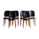 Suite of 6 Chairs Baumann model Pegasus in beech and faux black leather