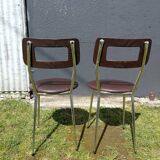Pair of chairs in brown skaï 70s