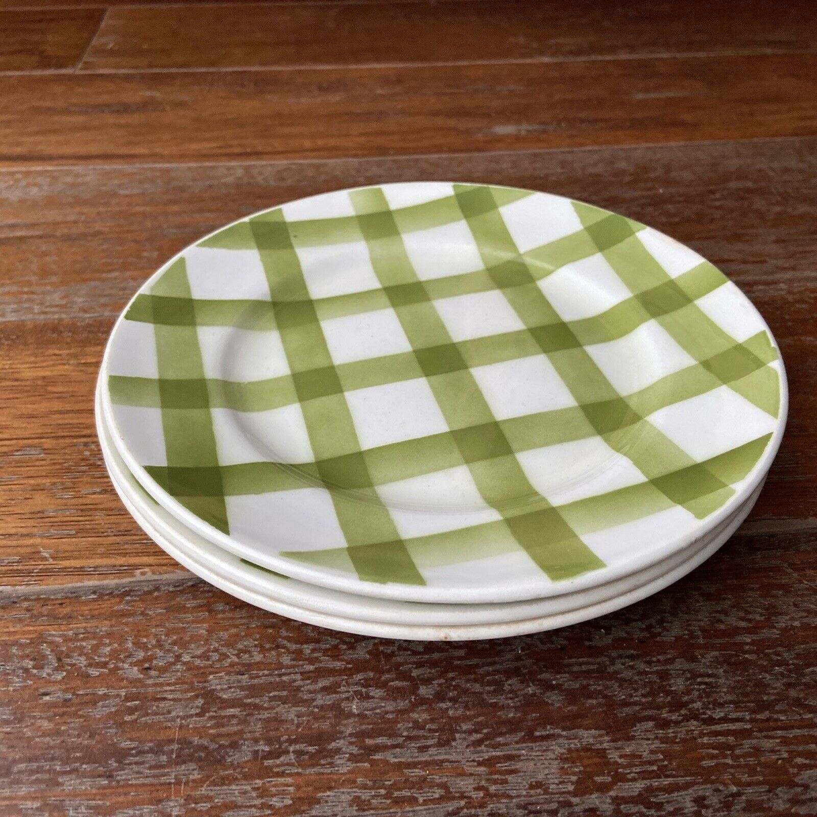Set of 3 flat plates cloth cloth green vintage Moulin des Loups