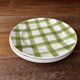 Set of 3 flat plates cloth cloth green vintage Moulin des Loups