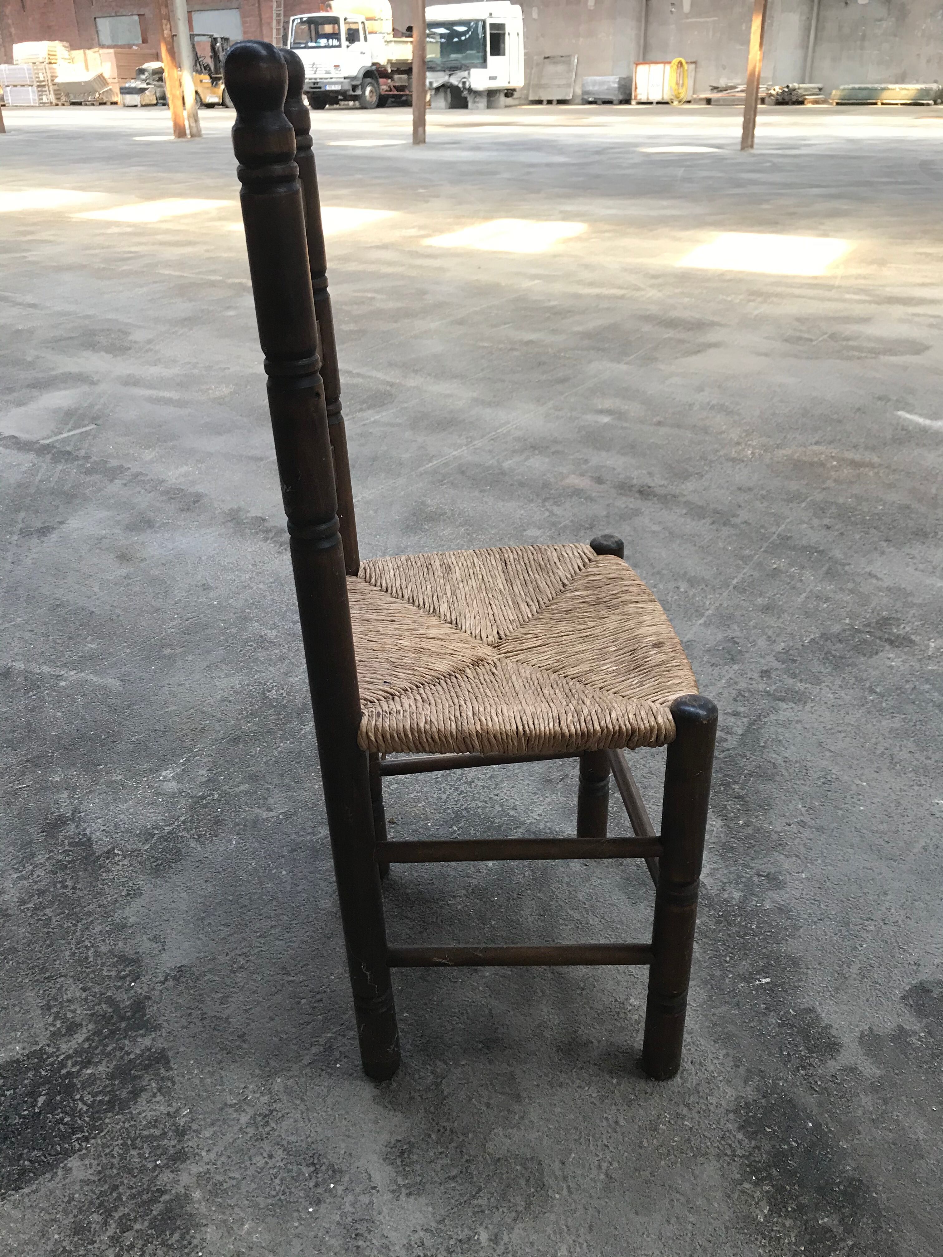 Suite of 4 rustic chairs mulched