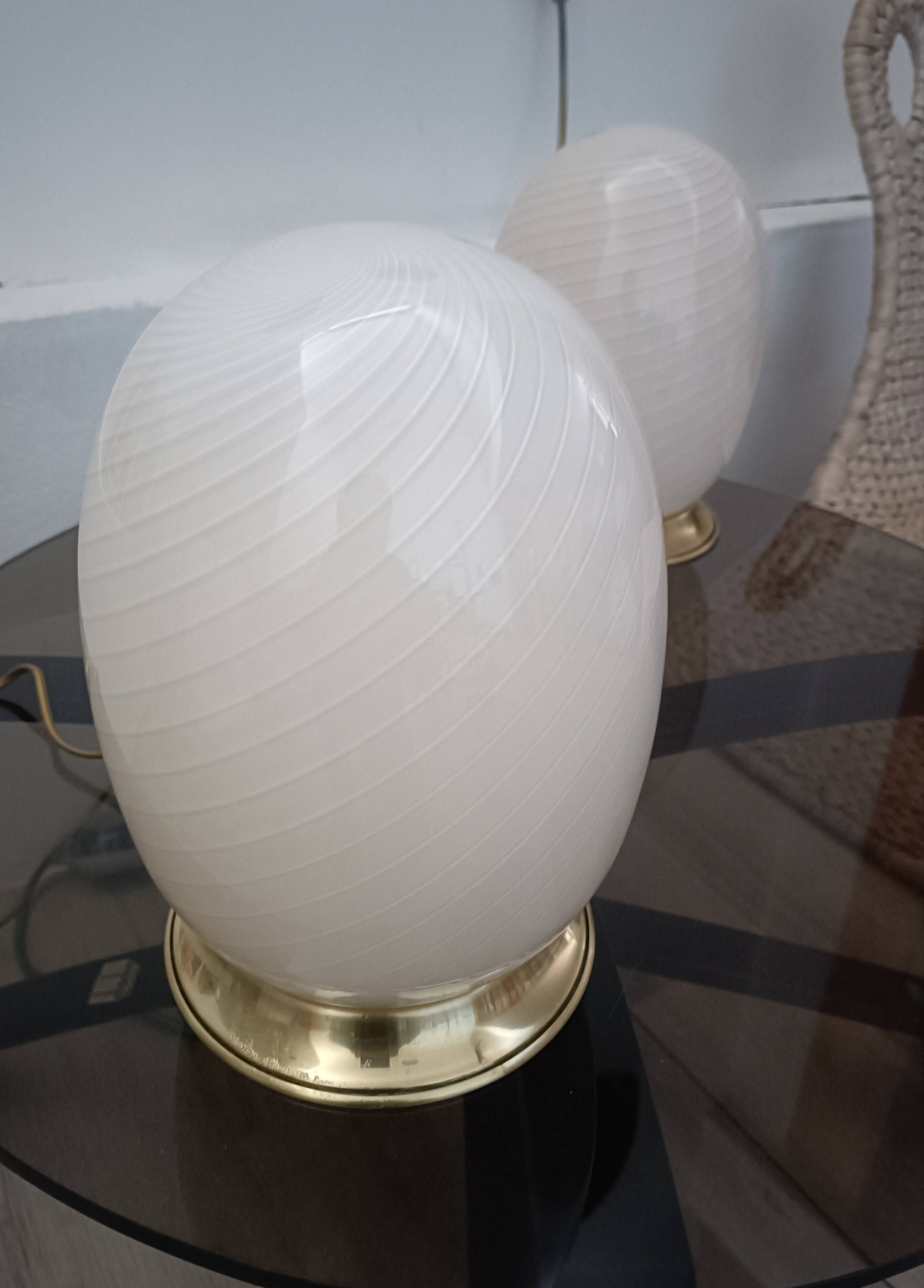 Pair of Eggs lamps, Murano glass, 1970s
