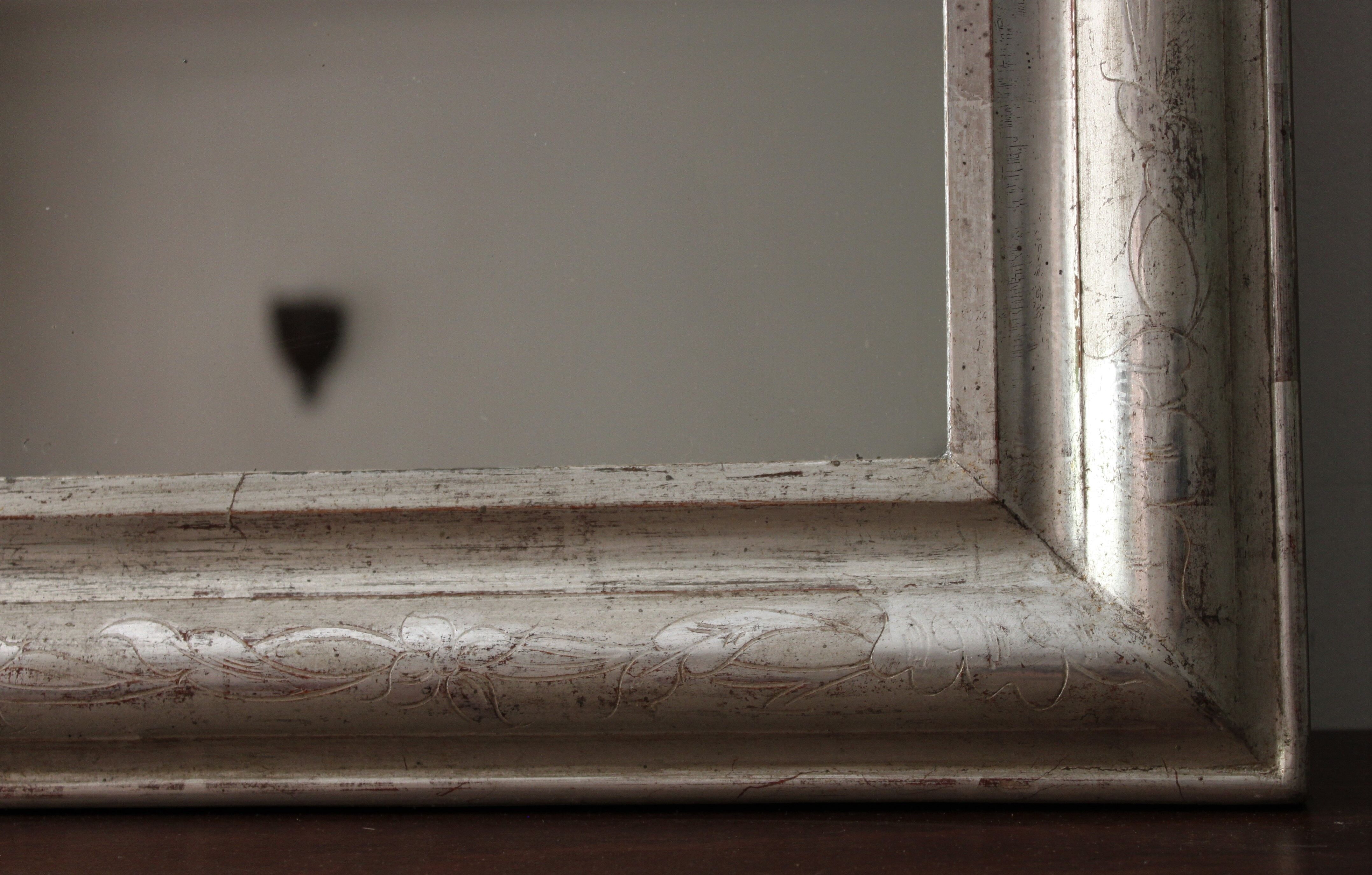 Louis Philipe silver mirror - Large vintage mirror. 71x114cm