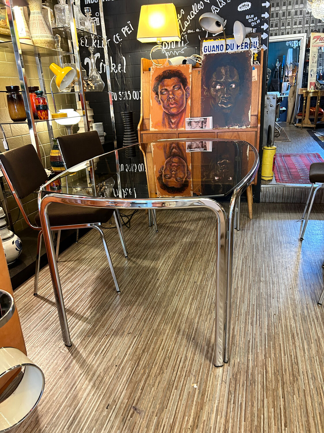 Chromed dining table