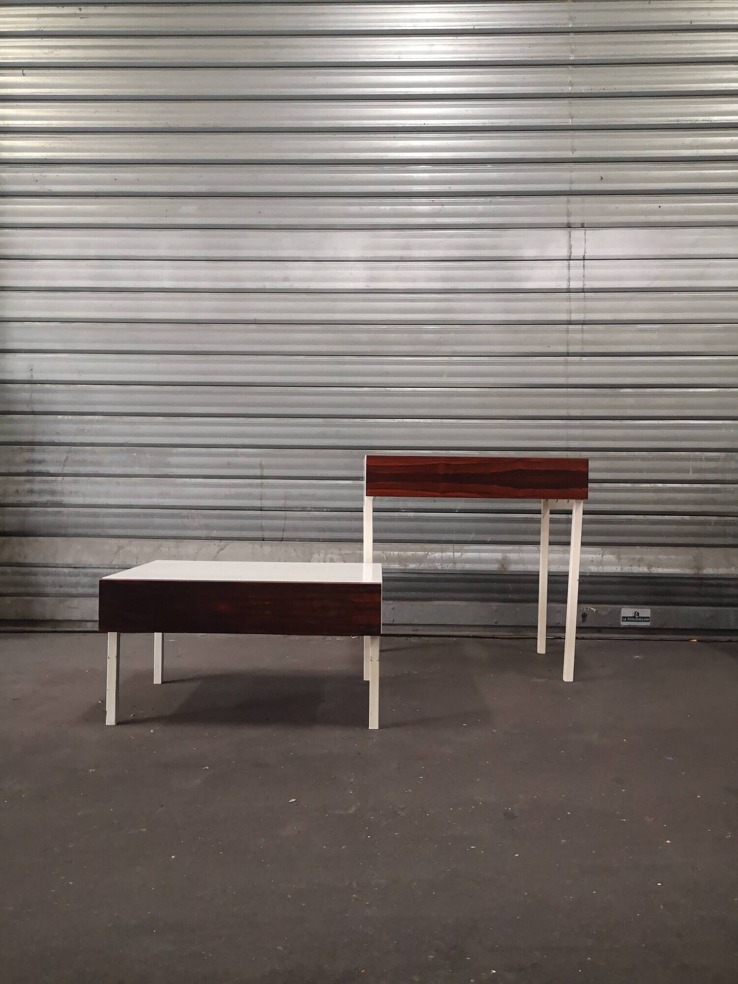 Scandinavian bedside table for Interlubke in rosewood and white melamine, design Germany 1970