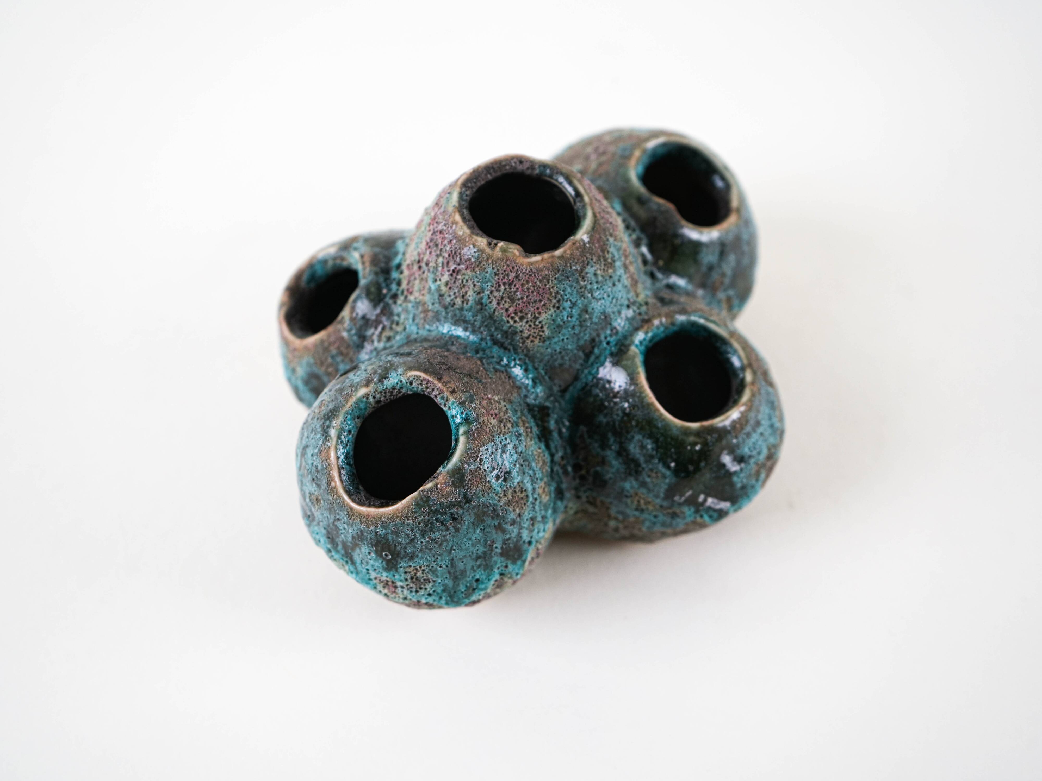 Ceramic vase – flower frog, Danish design, 1960s, made in Denmark