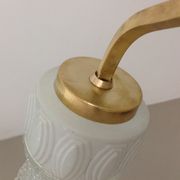 Four-burner chandelier in brass and two-tone glass Scandinavian style / vintage 60s-70s